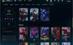 Conta bronze 1 com 35 skins e 86 champs