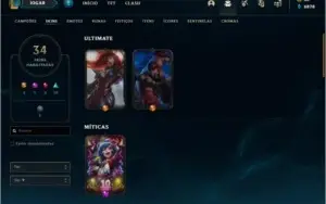 Conta bronze 1 com 35 skins e 86 champs
