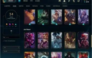 Conta bronze 1 com 35 skins e 86 champs
