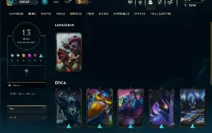 Unranked com 35 Champs e 13 Skins + 2 Fragmentos