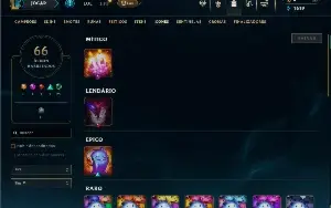Unranked com 35 Champs e 13 Skins + 2 Fragmentos