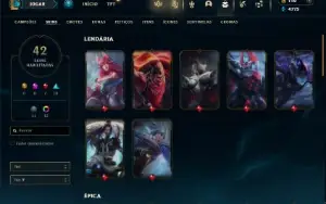 Platina 2 com 50 Champs e 42 Skins + 1 Fragmento