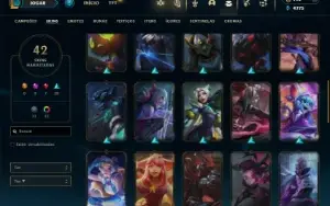 Platina 2 com 50 Champs e 42 Skins + 1 Fragmento