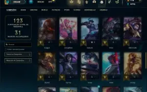 Platina 2 com 50 Champs e 42 Skins + 1 Fragmento