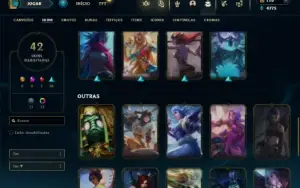 Platina 2 com 50 Champs e 42 Skins + 1 Fragmento