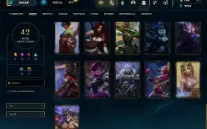 Platina 2 com 50 Champs e 42 Skins + 1 Fragmento