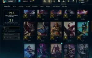 Platina 2 com 50 Champs e 42 Skins + 1 Fragmento