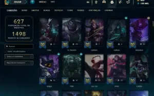 Ouro 2 com TODOS os champs e 215 Skins ( Nivel 581 )