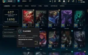 Ouro 2 com TODOS os champs e 215 Skins ( Nivel 581 )
