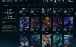 Ouro 2 com TODOS os champs e 215 Skins ( Nivel 581 )