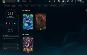 Ouro 2 com TODOS os champs e 215 Skins ( Nivel 581 )