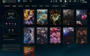 Ouro 2 com TODOS os champs e 215 Skins ( Nivel 581 )