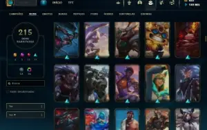 Ouro 2 com TODOS os champs e 215 Skins ( Nivel 581 )
