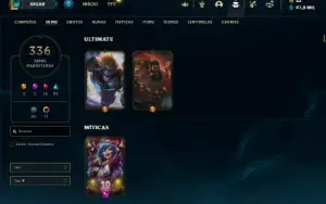 Unranked com TODOS os champs e  336 Skins + 10 Vitoriosas
