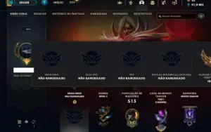 Unranked com TODOS os champs e  336 Skins + 10 Vitoriosas
