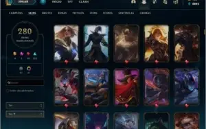CONTA LOL, OURO IV COM 280 SKINS+GRÁTIS VALORANT COM 1ºPASSE