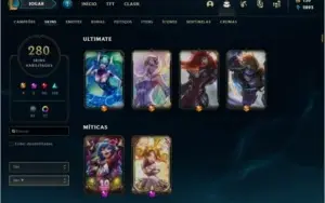 CONTA LOL, OURO IV COM 280 SKINS+GRÁTIS VALORANT COM 1ºPASSE