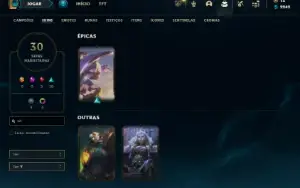Ouro 4 com 70 Champs e 30 Skins ( MAIN ADC )