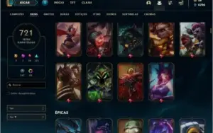 Conta prata 4 com TODOS os champs e 721 Skins + 60 Cromas