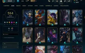 Ouro 2 com TODOS os Champs e 264 Skins ( TOP / SUP / JG )