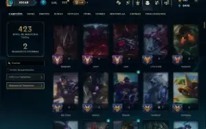 Ouro 2 com TODOS os Champs e 264 Skins ( TOP / SUP / JG )