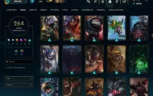 Ouro 2 com TODOS os Champs e 264 Skins ( TOP / SUP / JG )