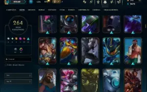 Ouro 2 com TODOS os Champs e 264 Skins ( TOP / SUP / JG )