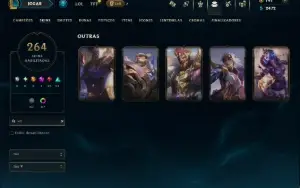 Ouro 2 com TODOS os Champs e 264 Skins ( TOP / SUP / JG )