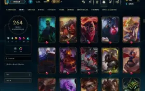 Ouro 2 com TODOS os Champs e 264 Skins ( TOP / SUP / JG )