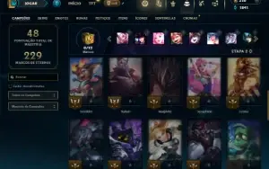 Unranked com 40 Champs e 29 Skins + 2 Prestigios