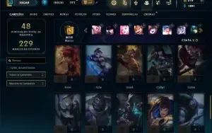 Unranked com 40 Champs e 29 Skins + 2 Prestigios