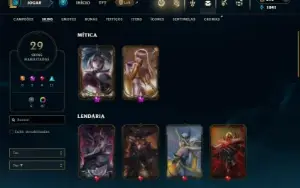 Unranked com 40 Champs e 29 Skins + 2 Prestigios