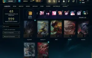 Unranked com 40 Champs e 29 Skins + 2 Prestigios