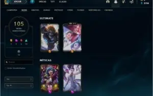 Conta lol, prata + 100 skins