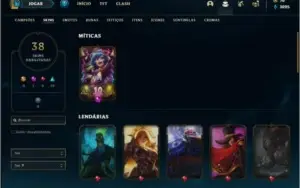 Conta unranked com 38 skins e 101 champs ( MAIN MID )