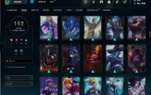 Bronze 3 com 75 Champs e 152 Skins + 500k de Poppy