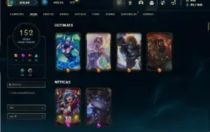 Bronze 3 com 75 Champs e 152 Skins + 500k de Poppy