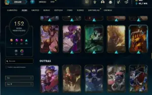 Bronze 3 com 75 Champs e 152 Skins + 500k de Poppy