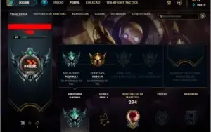 Conta no LOL Platina 3, 108 campeões, 67 skins