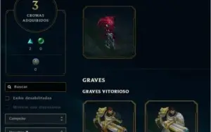Conta no LOL Platina 3, 108 campeões, 67 skins