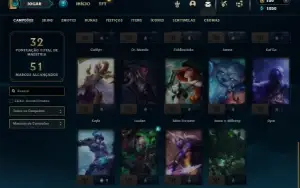 Unranked com 35 Champs e 10 Skins + 3 Fragmentos