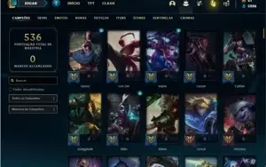 Conta unranked com 155 Champs e 111 Skins