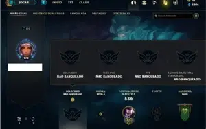 Conta unranked com 155 Champs e 111 Skins