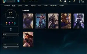 Conta bronze 1 com 150 Champs e 73 Skins + 2 RARAS