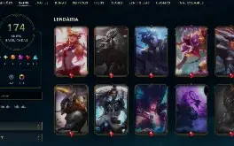 Conta LoL esmeralda 3, full champs, 174 skins conta MAIN (CO