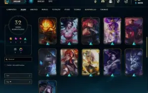 Conta Unranked com 32 Champs e 32 Skins