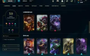 Platina 2 com 50 Champs e 30 Skins + 11 Fragmentos ADC E SUP