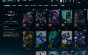 Platina 2 com 50 Champs e 30 Skins + 11 Fragmentos ADC E SUP