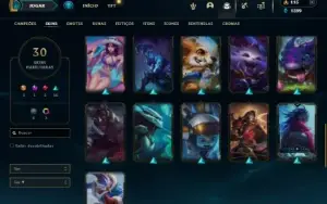 Platina 2 com 50 Champs e 30 Skins + 11 Fragmentos ADC E SUP