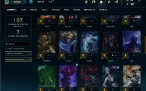 Platina 2 com 50 Champs e 30 Skins + 11 Fragmentos ADC E SUP